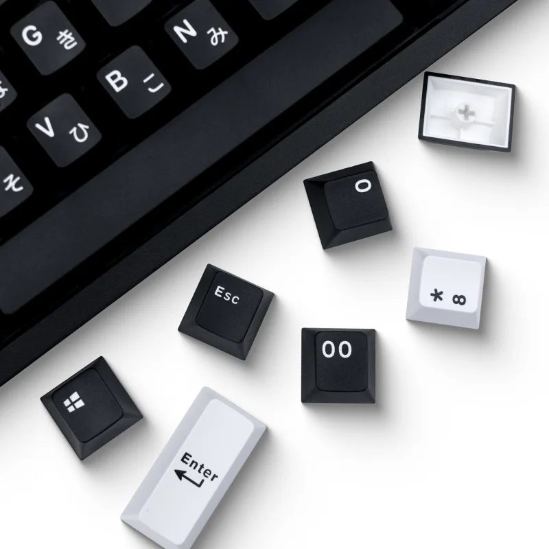 

Keycap PBT Black White Keycaps for Mechanical Keyboard Replacement 133 146 Keys Full Set for Japanese Russian Korean Language