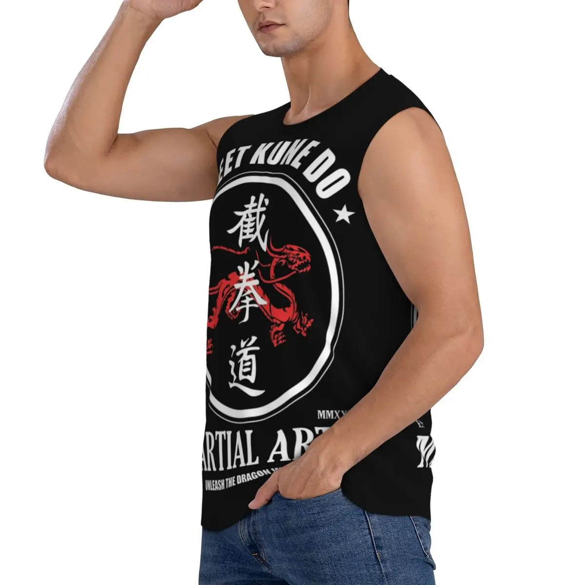 Unleash The Dragon Within Jeet Kune Do Dragon Power Men Sleeveless Tank Tops Quick Dry Breathable Gym Fitness Running Sport Vest