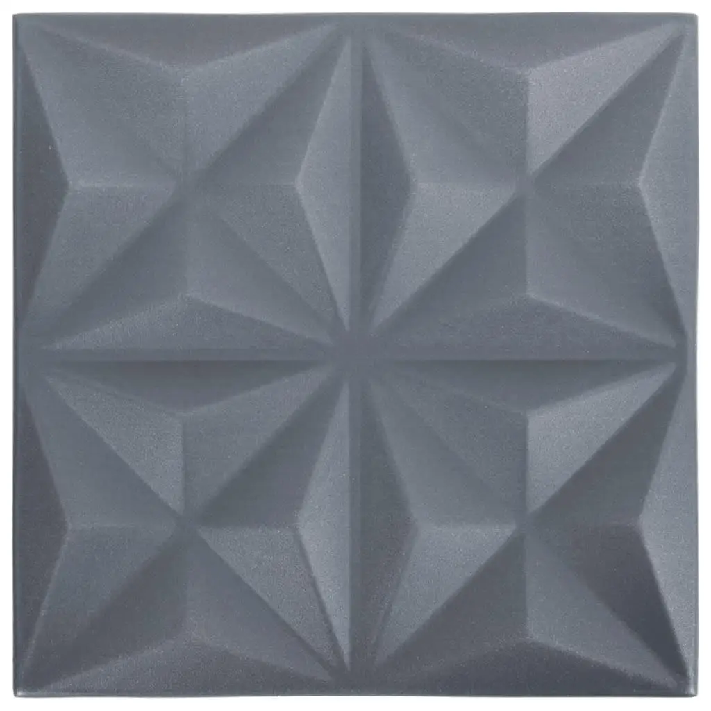 48 Pcs 3D Gray Wall Panels - 19.7x19.7 Inch Origami Design, Covers 129.2 sq ft