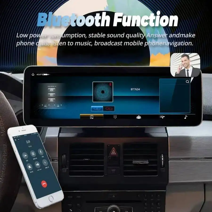 QLED Screen Car Radio Multimedia Player For Mercedes Benz GLK 280 260 GLK300 350 X204 2009-2015 14.9inch Carplay Android GPS