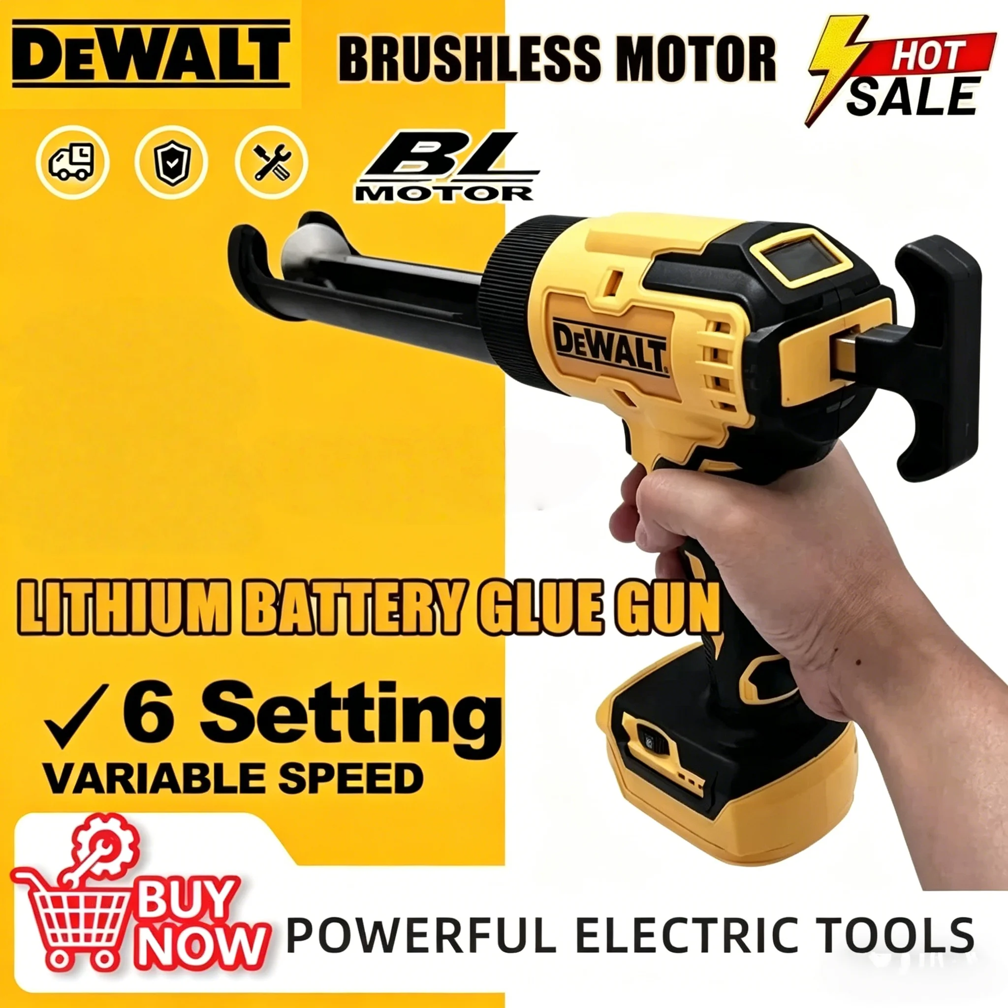 

DeWalt Cordless Electric Caulking Gun 6-Speed for Doors 20V Windows Glass Sealant Adhesive Glue Gun with LED Light Power Tool