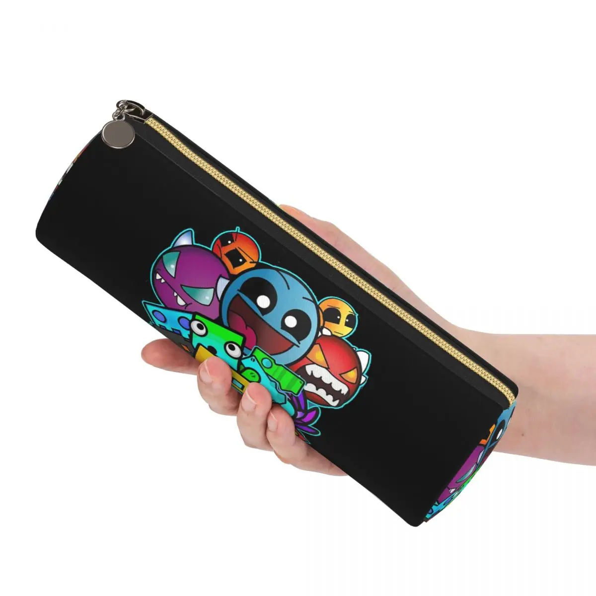 Geometry Dash Game Music Cute Geometric Pencil Case Pencil Pouch Cylinder Pen Box Pencil Bag for Studen School
