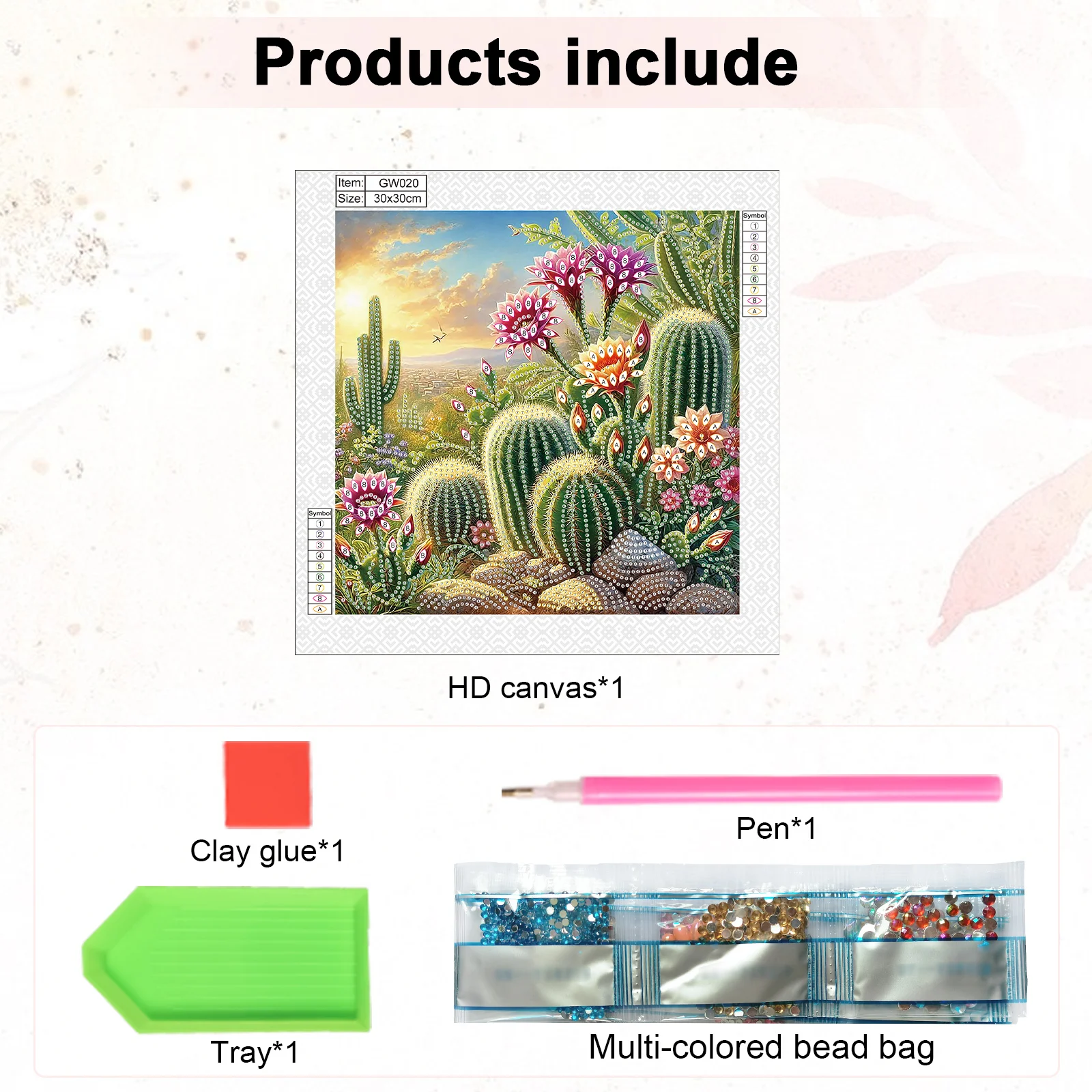5D DIY Diamond Painting Flower Kit Cactus Decoration DIY Alien Drill Diamond Mosaic Art Gift Crafts Wall Home Decoration - view 3