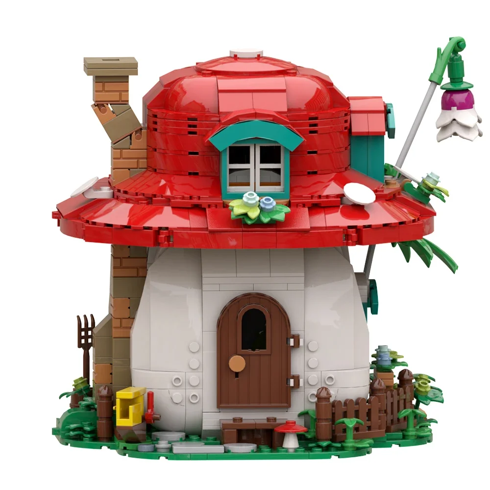 MOC Village สถาปัตยกรรม Forest Fairy Tale Mushroom House Building Blocks ประกอบอิฐ Story Elfs House รุ่นอิฐของเล่นเด็ก