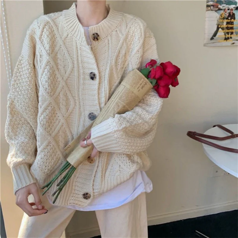 Cárdigan holgado de punto grueso para mujer, abrigo de estilo coreano, ropa exterior, otoño e invierno, novedad de 2023