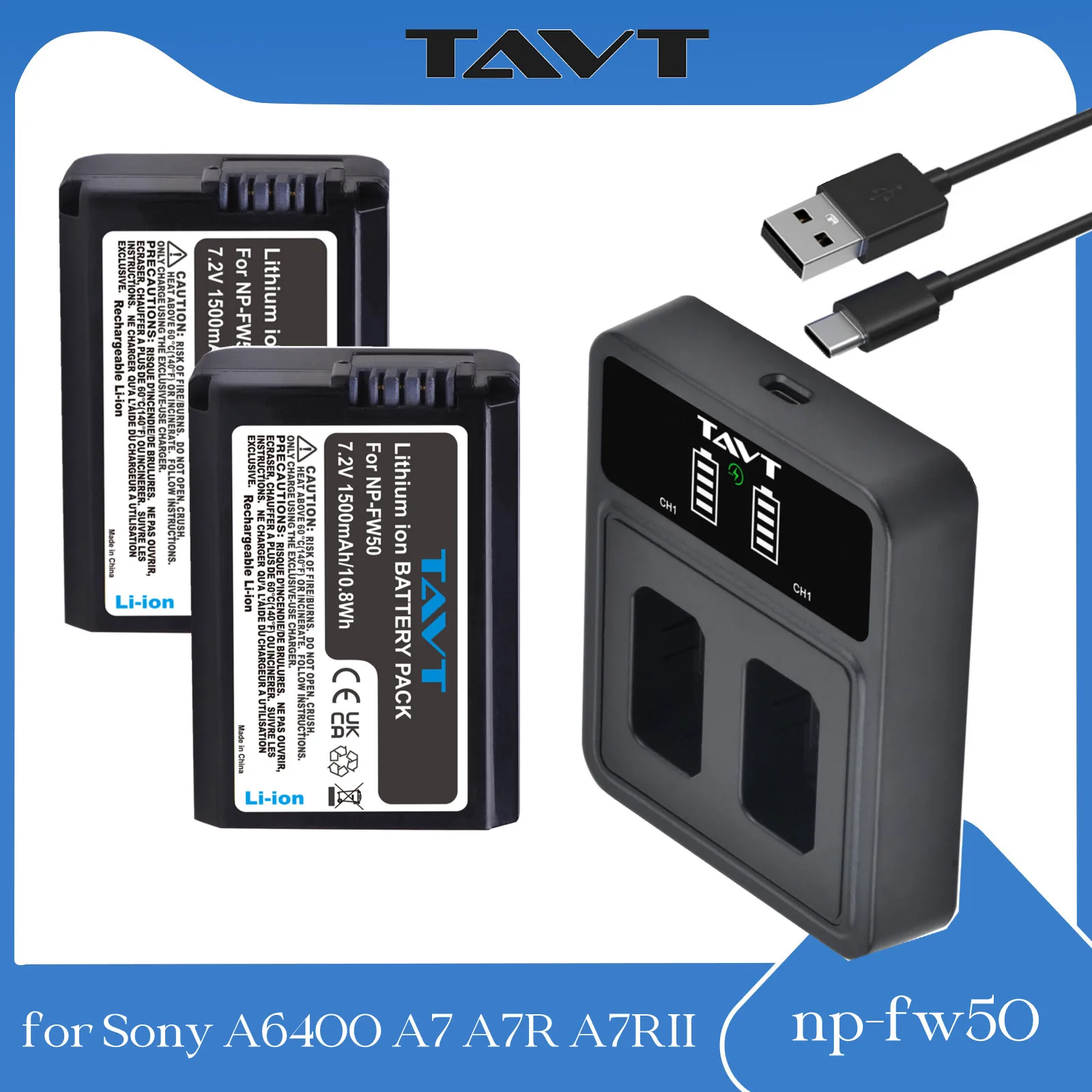 

NP-FW50 NPFW50 Battery For Sony ZV-E10 RX10 Alpha A6400 A6000 A6300 A6500 A5100 A7 A7II A7RII A7SII A7S A7S2 A7R&LED USB Charger