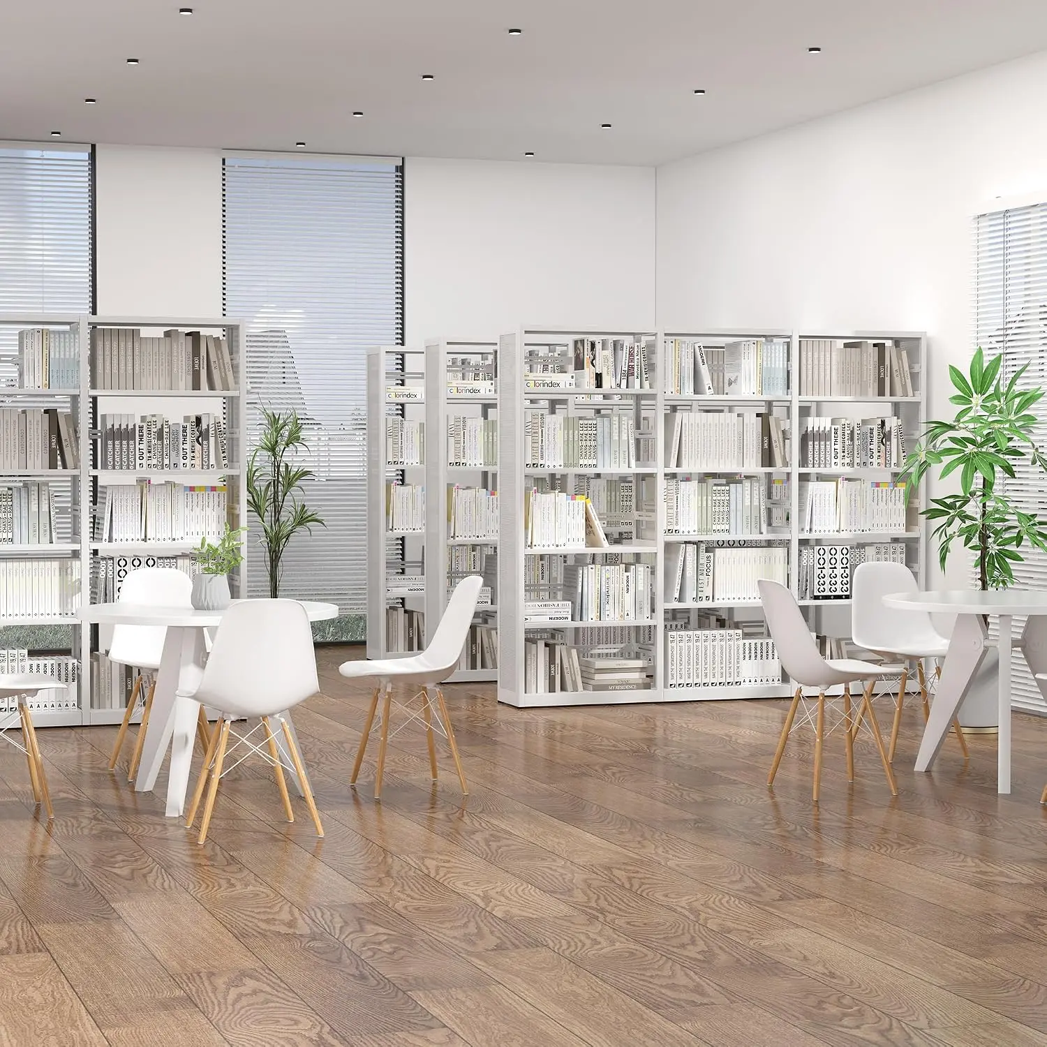 Metal 5-Tier Bookshelf, Heavy Duty Open Shelf Storage, 80 Inch Large Book Case for Office School Library, White, Customized