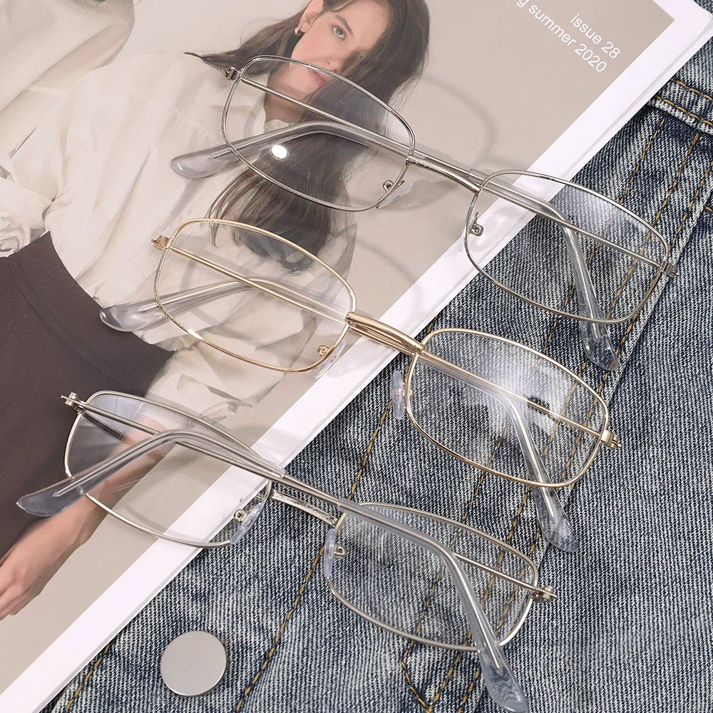 إطار معدني مضاد للضوء الأزرق للرجال والنساء، إطار نظارات كمبيوتر مكتبي شفاف، نظارات مربعة كلاسيكية تحجب الأشعة