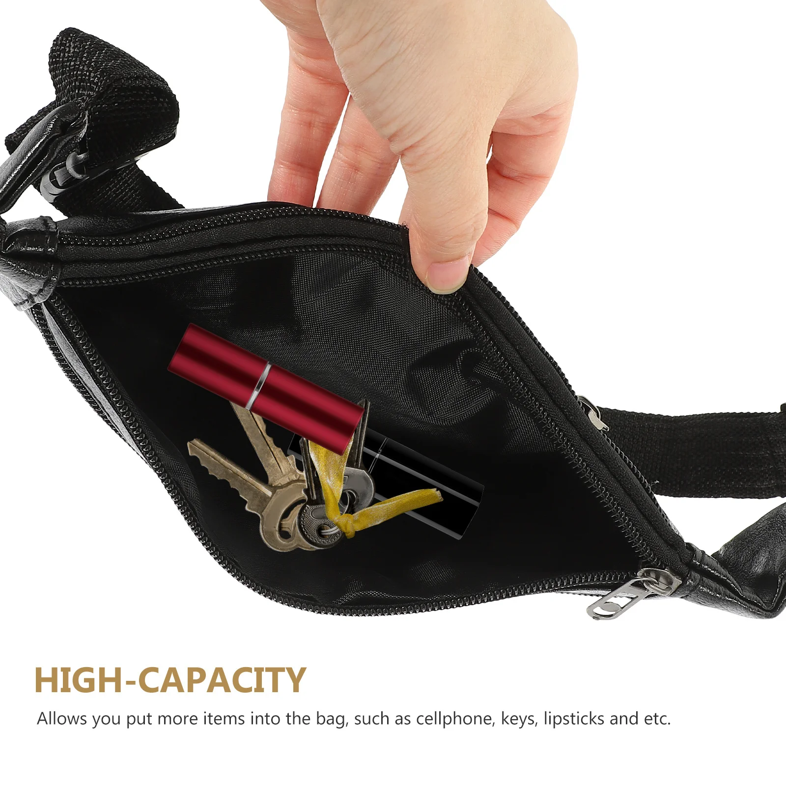 

Men PU Waist Bag Black Casual Sports Workout Fanny Pack Outdoor Hiking Jogging Walking Climbing Large Capacity