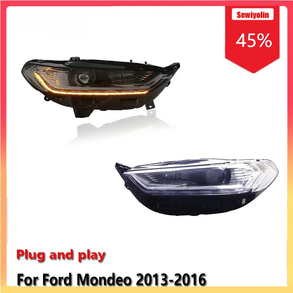 

Автомобильные светодиодные фары, автомобильные детали для Ford Mondeo 2013-2016, противотуманные DRL, стоп-сигнал, указатель поворота, Plug and Play