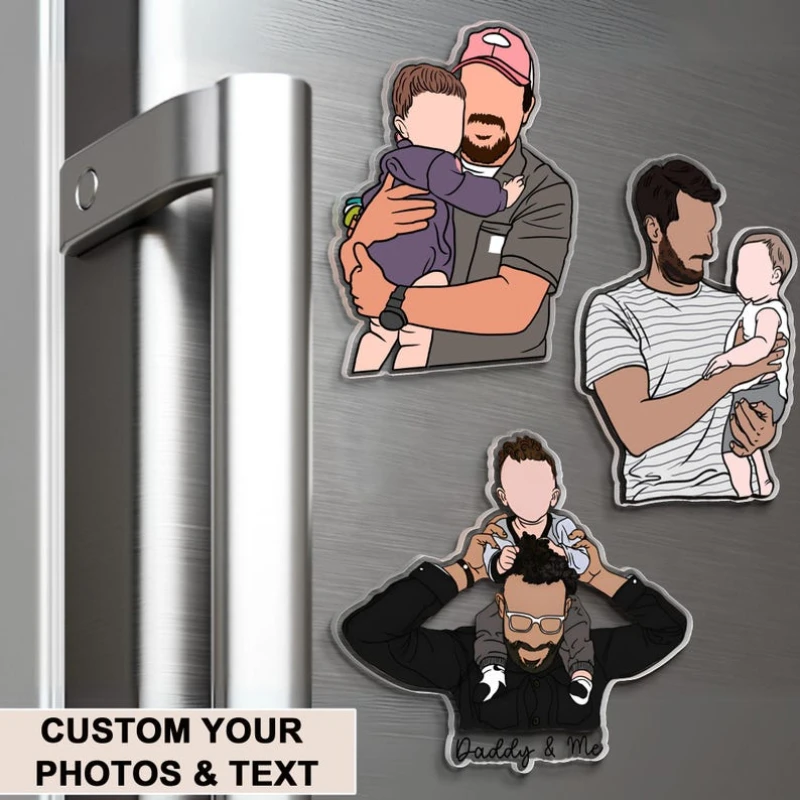 

Personalized Custom Faceless Portrait Photo Magnet For Dad Unique Christmas Keepsake Gift For Husband Father Grandpa Family