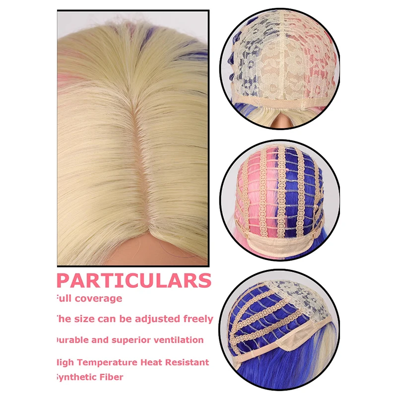 Заряд самоубийц 24-дюймовый синтетический парик с градиентом подходит для женской повседневной вечеринки, Хэллоуина, ролевых игр, длинных вьющихся хай