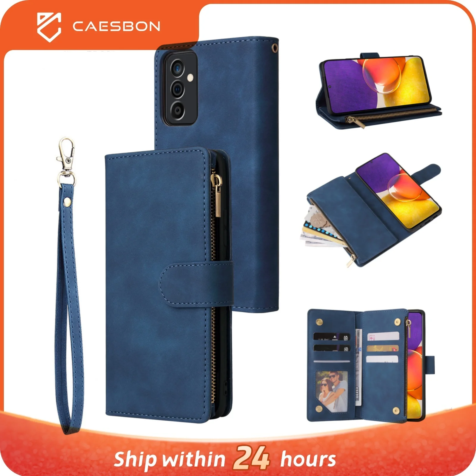 CAESBONกระเป๋าสตางค์สําหรับSamsung Galaxy S24 S23 S22 S21Ultra S24Plus S23Plus S22Plus S21Plus S10 S9 S8Plusปกหนัง