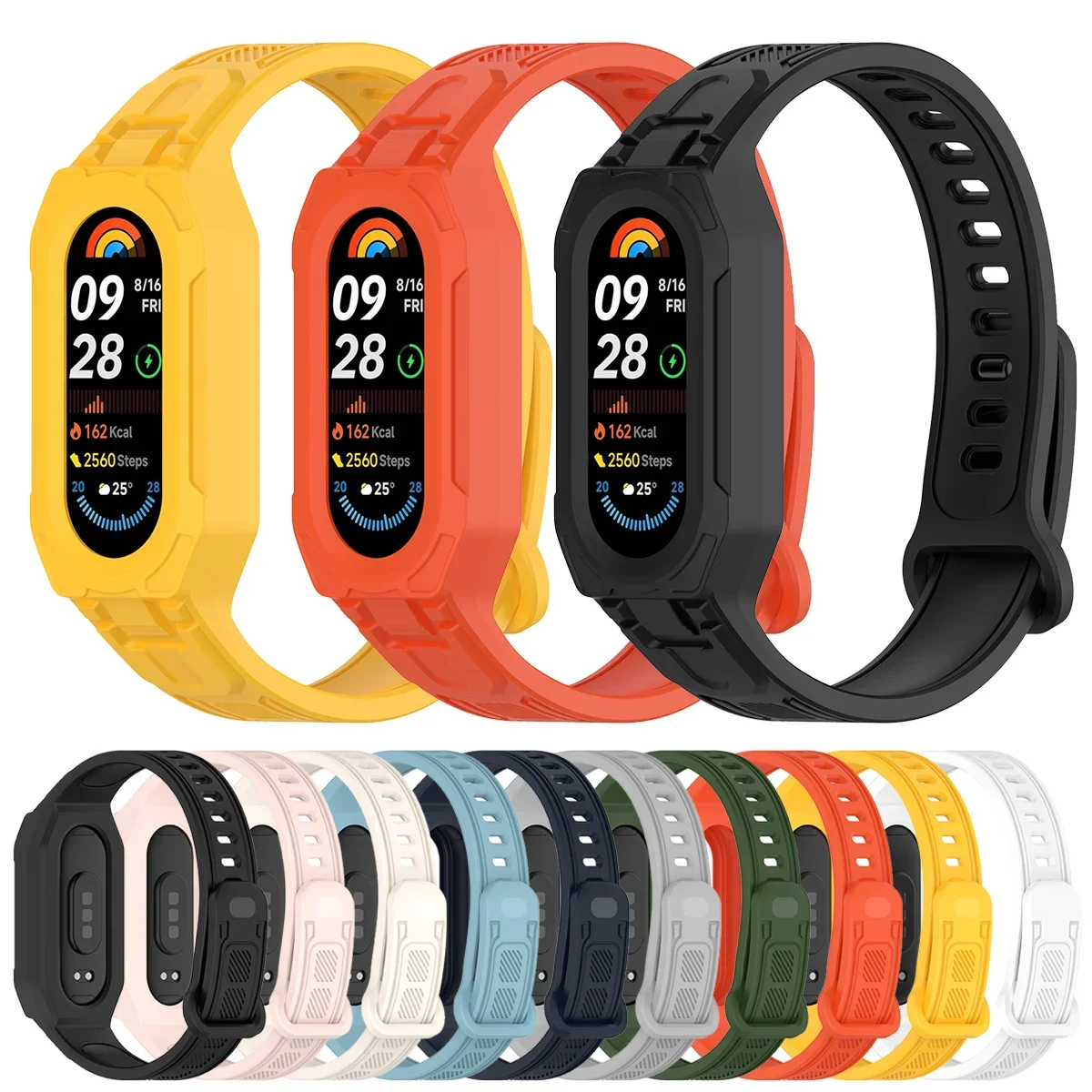 

Для Huawei Band 9 9nfc 8 8nfc 7 7nfc 6 6nfc 5 5nfc защитный силиконовый ремешок чехол спортивный модный ремешок для часов браслет