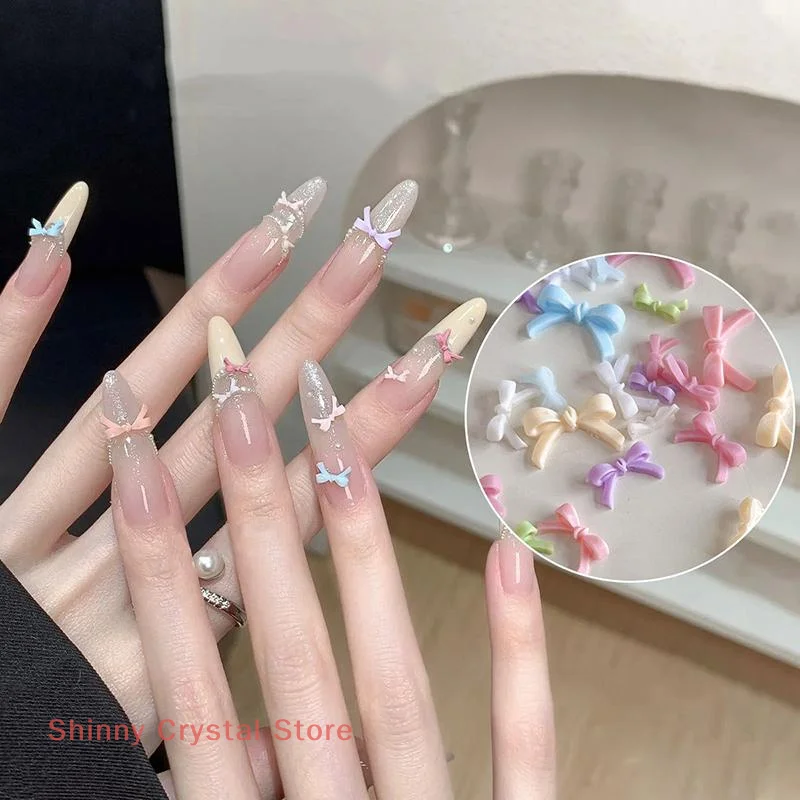 50 pçs arco colorido peças da arte do prego encantos em massa brilhante mini fita de resina strass do prego diy verão acessórios decoração da arte do prego