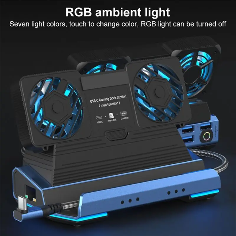 A41Z-Docking Station Dual Cooling Fan 4K@60Hz PD100W Gigabit Ethernet For Steam Deck OLED & ROG X And Legion Go