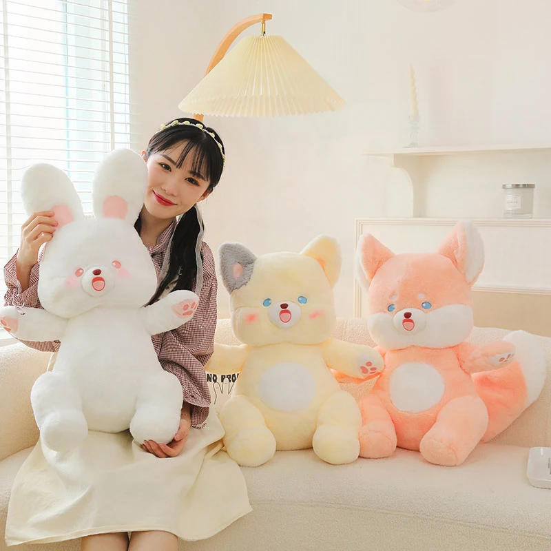 

Kawaii Plush Toy Cute Waving Rabbit Cat Pillow Stuffed Doll Fox Cushion Kids Birthday Gift for Children Soft Toy Animal