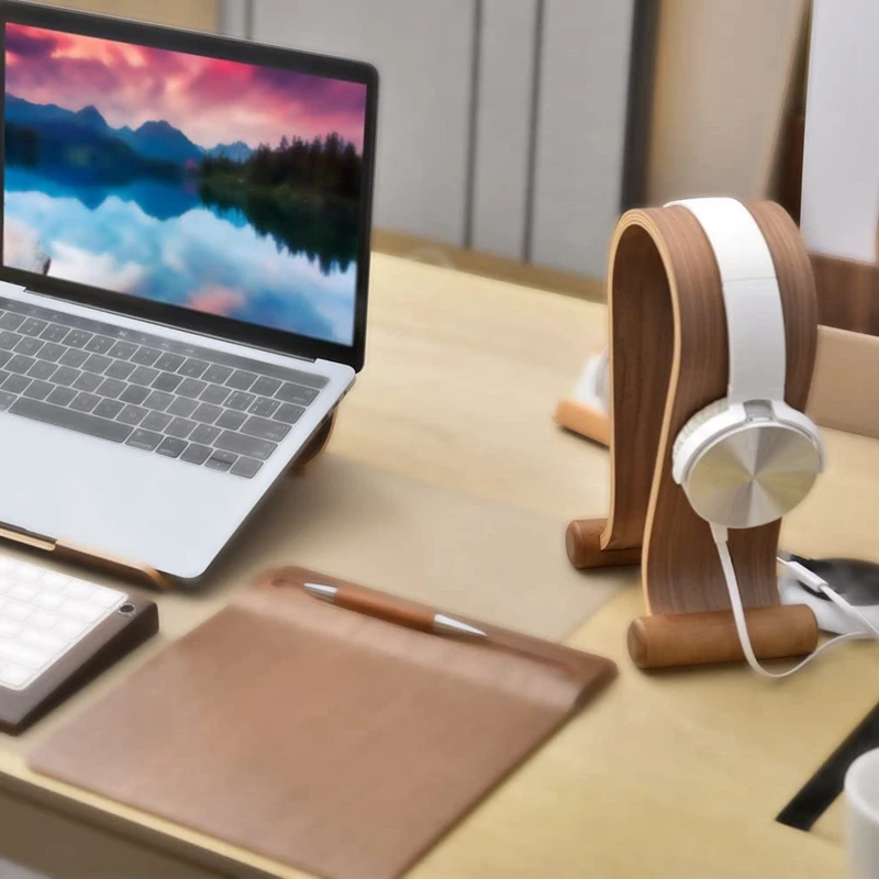 Wood Headphone Stand, Headphones Hanger Holder Mount, Gaming Headphones Display, Stylish Desk Headset Holder-A09I