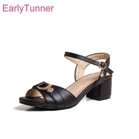 Summer New Fashion Black White Women Slingback Sandals Sexy Med Heels Lady Nude Shoes Plus Big Small Size 31 43 48 52