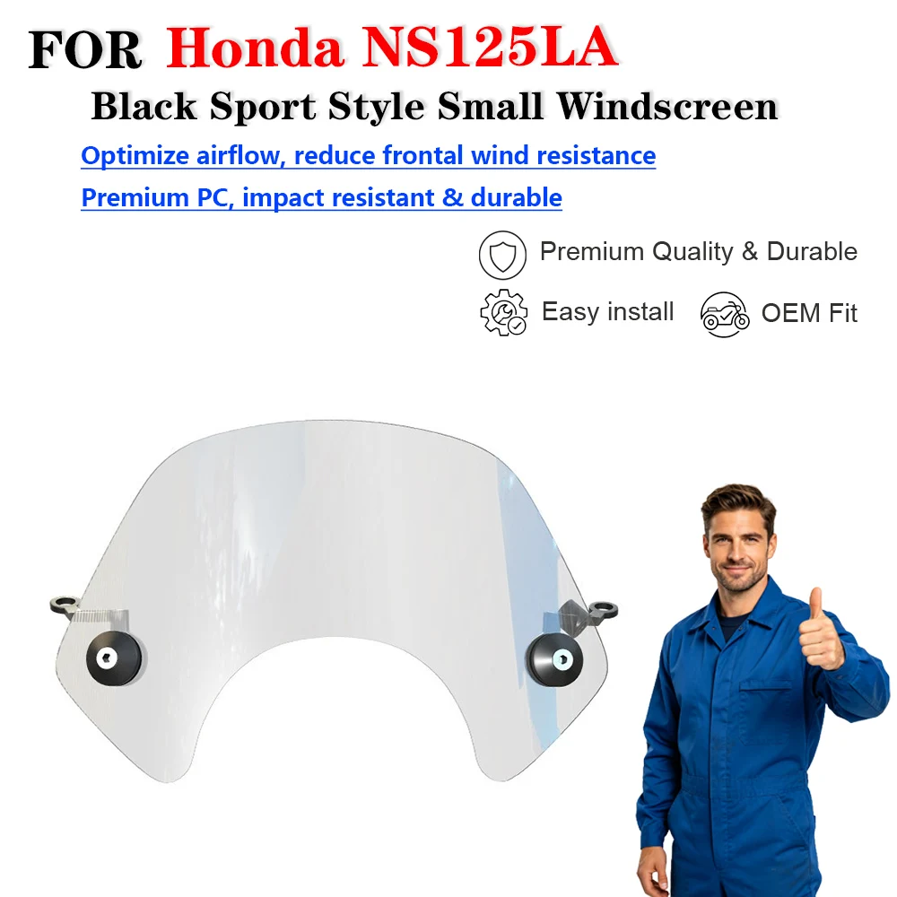 For Honda NS125LA Modified Black Sport Small Windscreen Parabrisas scooter