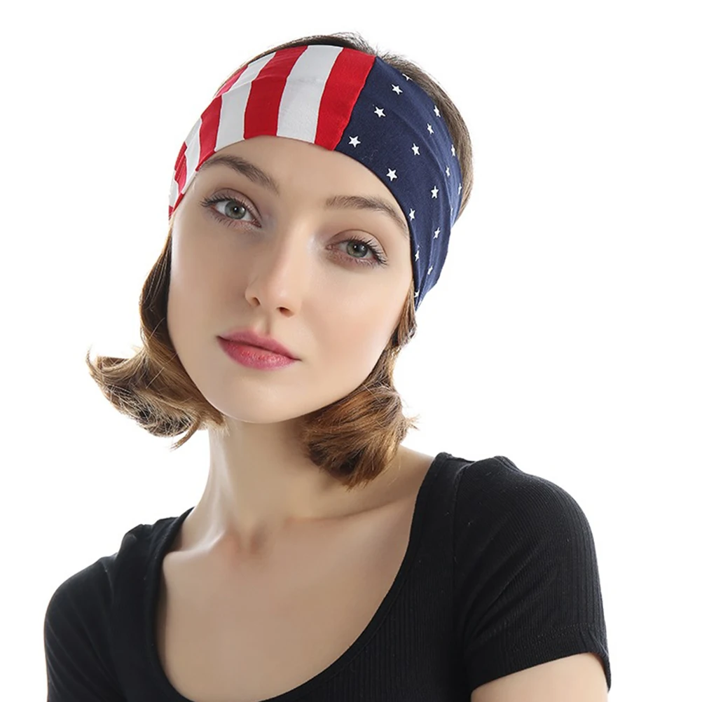 

Us Flag Design Headband Durable Elastic Sports Hairband for Running Fitness Yoga Breathable Hair Accessory for Women