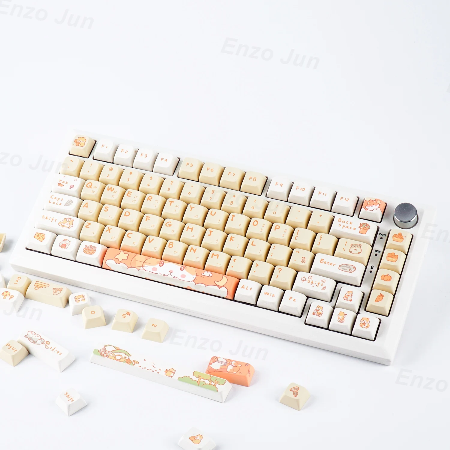 Imagem -05 - Cute Squirrel And Rat Theme Keycaps Pbt Dye Sublimation Coreano Personalizado Faça Você Mesmo Keycap para Jogos Teclado Mecânico 131 Chaves