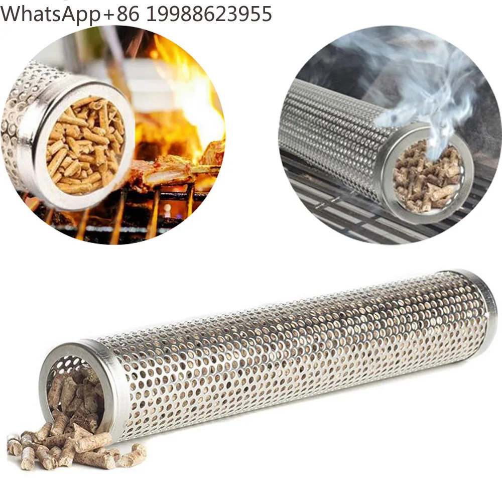 Hexagon Round BBQ Smoked Tube Stainless Steel BBQ Mesh Smoker Tube Filter Gadget Generator Pellet Smoking BBQ Accessories Tools