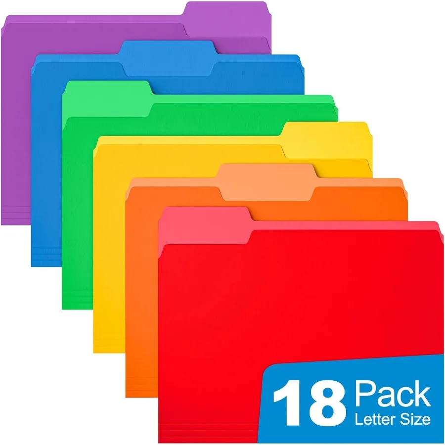 

Папки Manilla в упаковке, 18 папок, 8,5 x 11 Ih 1, 3 вырезанные вкладки, цветные папки для файлов, размер письма, бумажные папки для файлов, Manila, папки для домашнего офиса S