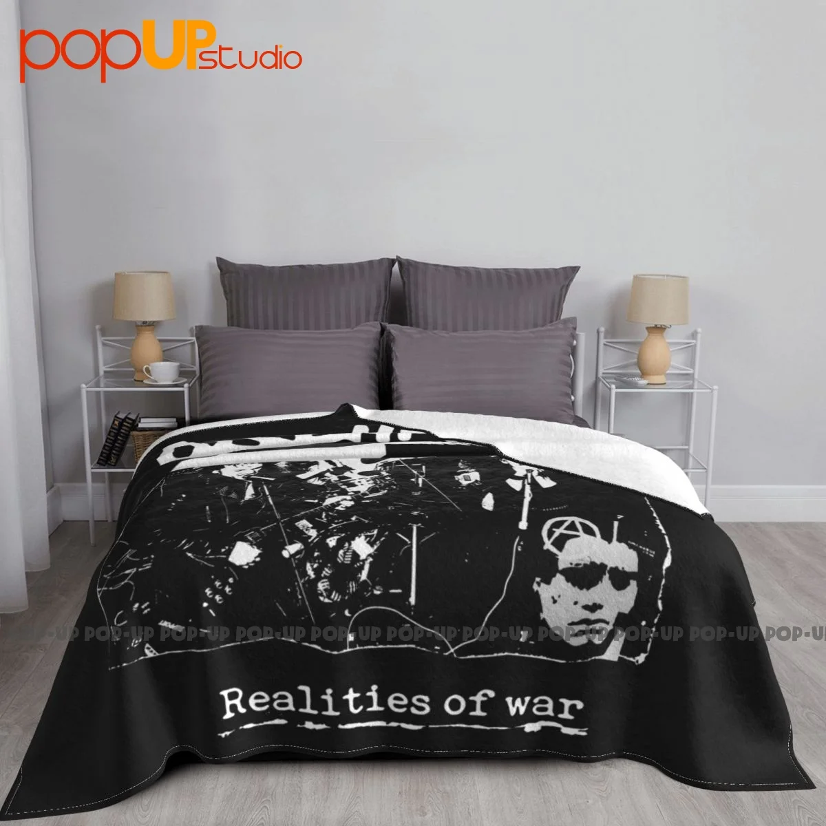 Discharge Realities Of War Punk Rock Hardcore Dbeat Blanket Raschel Coral Fleece Sofa Decorative