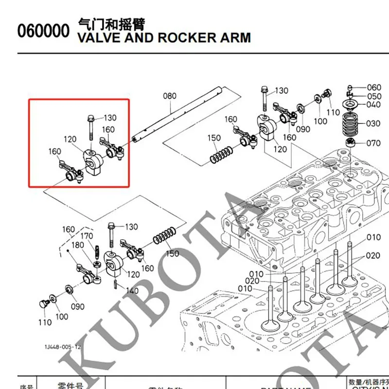 The rocker arm assembly Parts 120&130&160&160 four in one suitable for parts of the Kubota engine for D902 line supplier