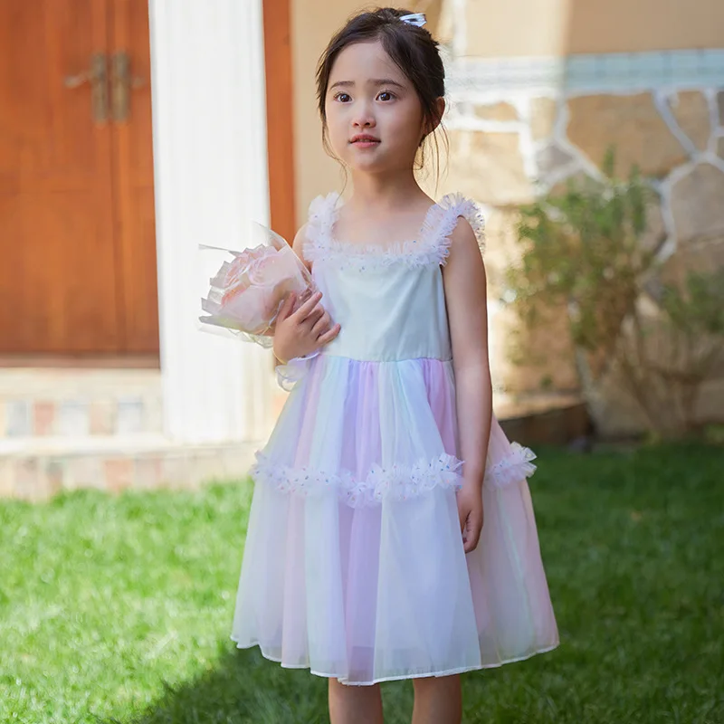 Dress Kids Summer Holiday 2024 Casual Dresses For Girls 1 6 To 8 Sent Free Colored Sundress Sleeveless Dress Tween Girl Clothes