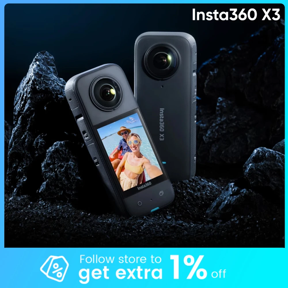

Insta360 X3 Action Camera 5.7K 360 4K/30 72MP Photo Live Streaming 10m Waterproof Helmet Video Recording Sport Insta 360 X3 Cam