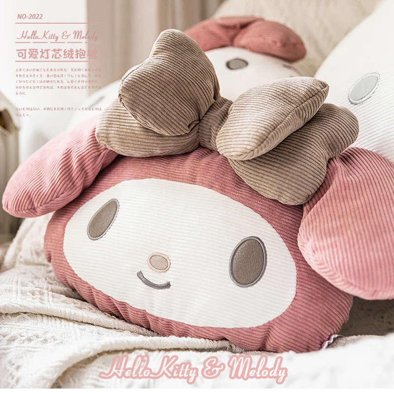 Kulomi-almohada de felpa Kawaii Sanrio Melody para niñas, almohada bonita para dormir en la cama, decoración del hogar, venta al por mayor