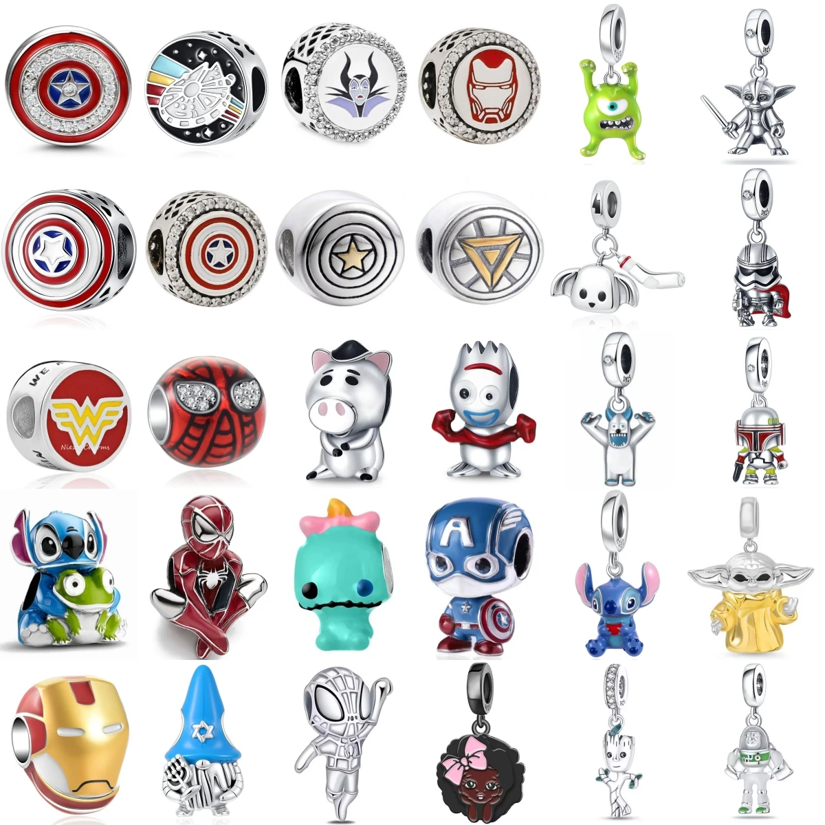 Abalorios de Plata 925 con Diseño de Superhéroes y Extraterrestres de Dibujos Animados, Compatibles con Pulseras Originales, Accesorios para Hacer Joyería DIY
