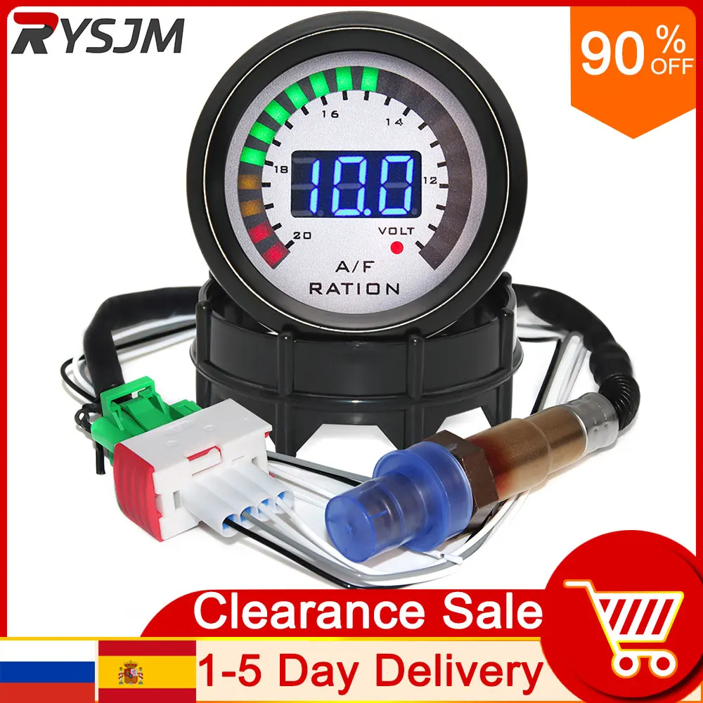 20LED Digital Auto AFR Car Instrument Racing Monitor Air Fuel Ratio Gauge Voltmeter 2in1 Meter O2 Oxygen Sensor Narrowband