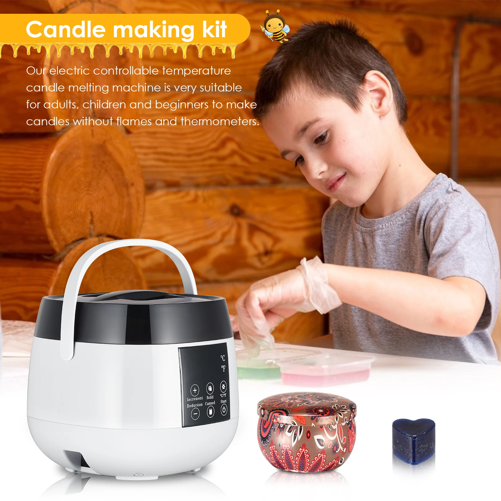 

Candle Making Kit with Electric Wax Melting Machine Beeswax Melter Candle Making Supplies Handmade Candle DIY Craft Xmas Gift