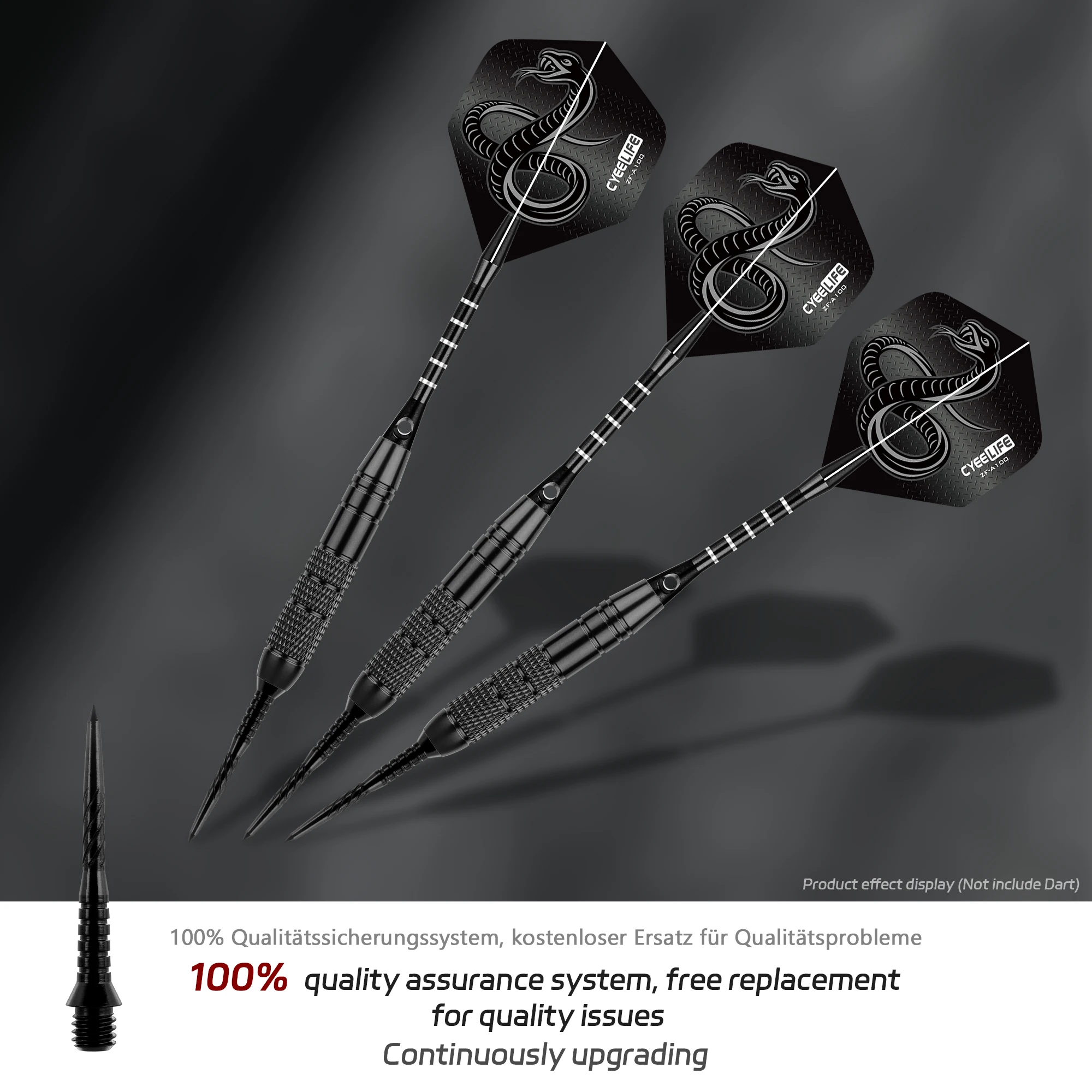 CyeeLife-Stahl-Dartspitzen 3er-Pack Konverter-Spitzen Adapter-Spitzen, Soft-Tip Dart-Zubehör Schwarz – Detail 3