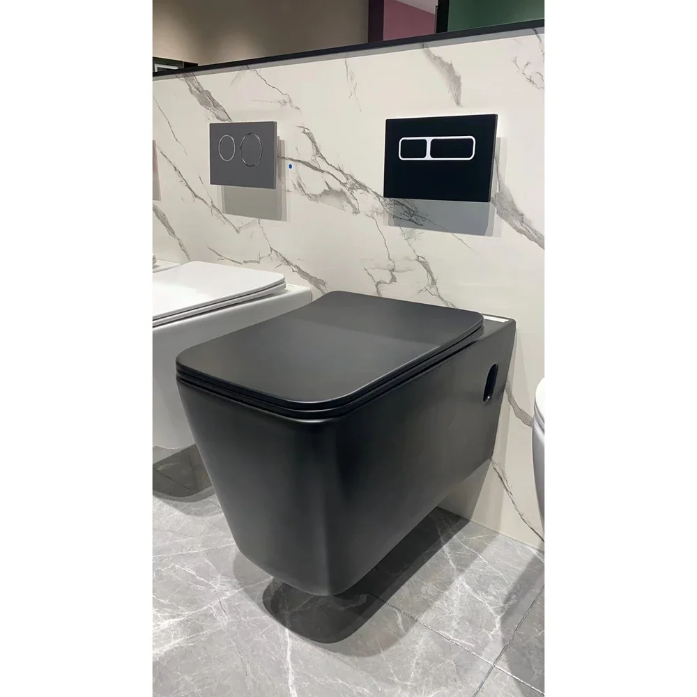 

z black square bowl toilet bathroom ceramic rimless wall-hung toilet bathroom ceramic rimless wall