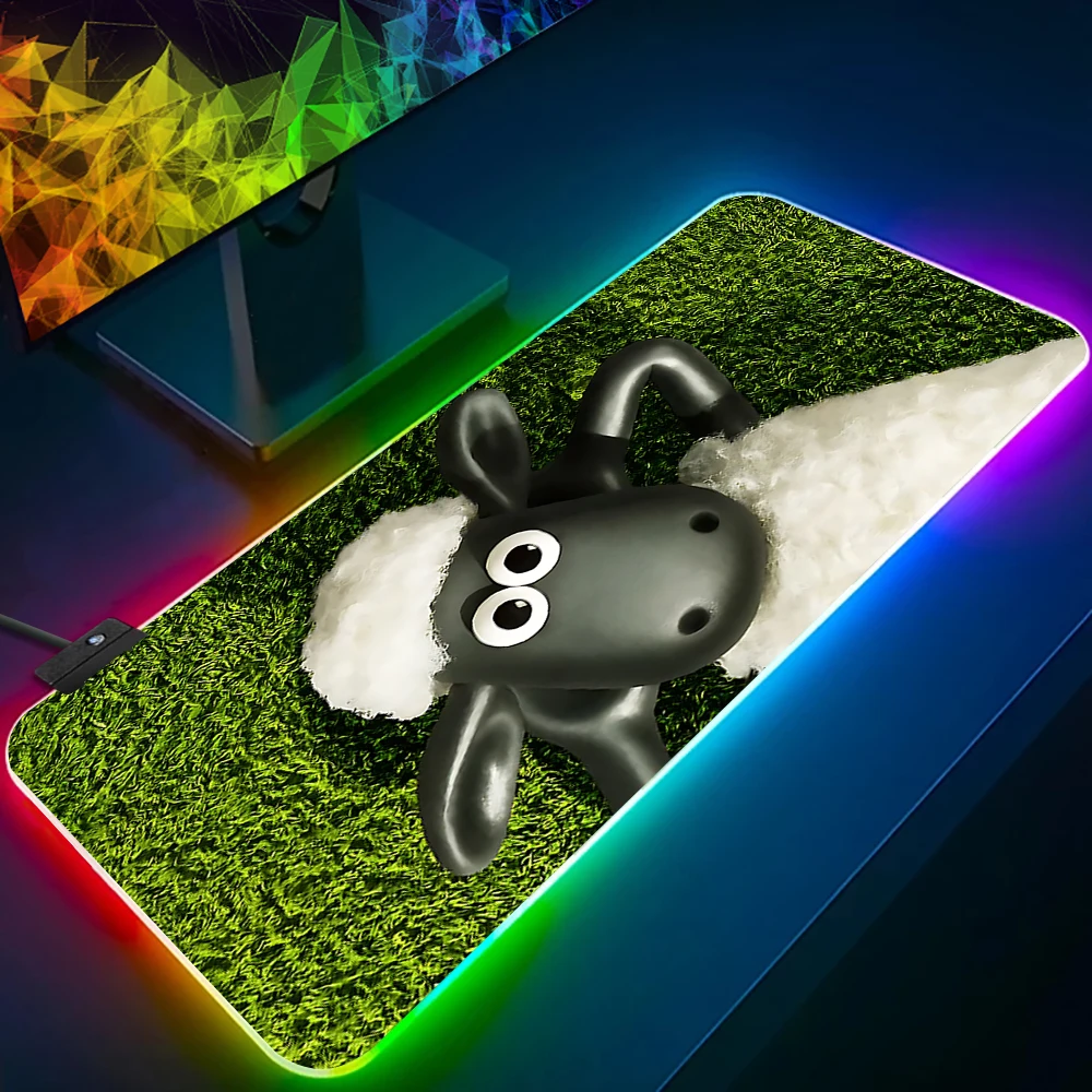 

Cartoon S-shauns the Sheeps RGB Pc Gamer Keyboard Mouse Pad Mousepad LED Glowing Mouse Mats Rubber Gaming Computer Mausepad