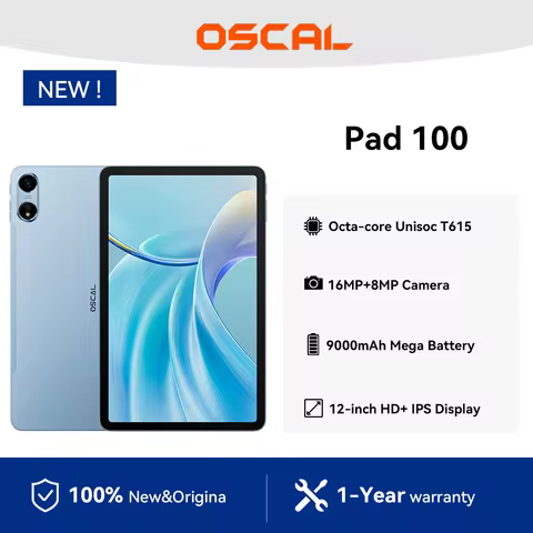 OSCAL Pad 100 Tablet Android 15, 12inch 2K Display T615 Octa Core, 16MP AI Camera 24GB(8+16) 256GB Tablet 9000mAh, 4G LTE PC
