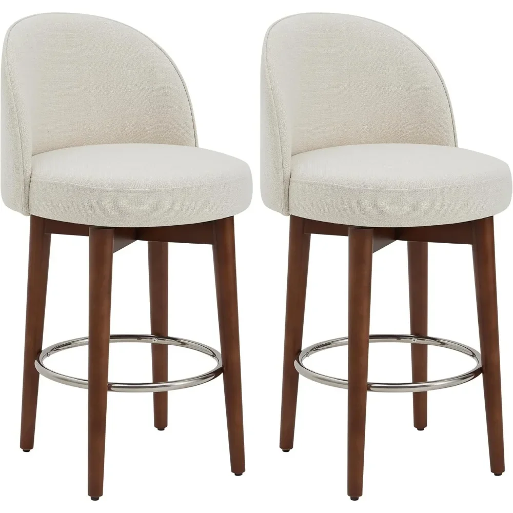 

Bar Stools Set of 2, FSC Certified Swivel Barstools for Kitchen Island, 26.4" H Seat Height, Fabric Linen, Bar Stools