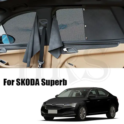 SKODA Superb 2009-2024 더블 레이어 자기 자동차 차양 커튼 사이드 윈도우 개인 정보 보호 커버