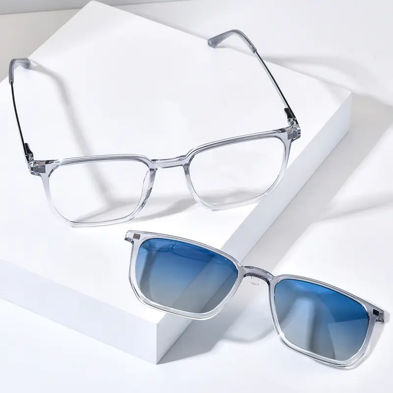 NIANZHEN TR90 Alloy Glasses Frame Men Square Magnet Clip Eyeglasses Gradient Polarized Sun Lens Women Ultralight Eyewear 2181 - Image 2