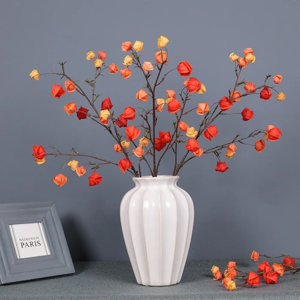 

Red Artificial Lantern Flower Long Branches Simulation Artificial Lantern Fruits Bouquets Decorative Plastic Fake Flower