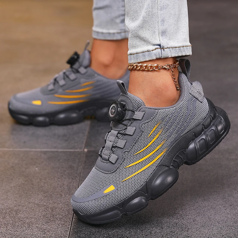 Atmungsaktive Mesh-Laufschuhe für Damen, rutschfeste, verschleißfeste Arbeitsschuhe, robuste, bequeme Turnschuhe, Twist-Schnalle, kein Schnürdesign – Detail 5