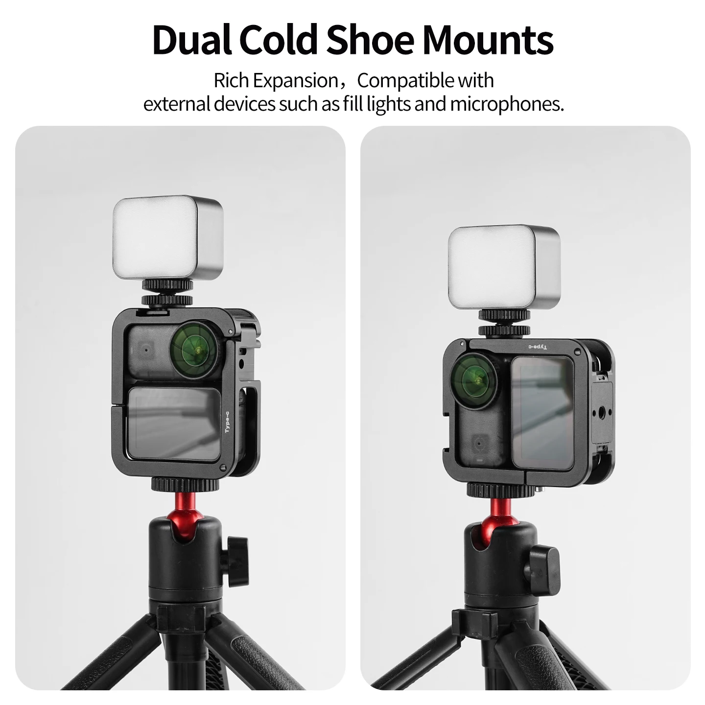 Aufladbarer magnetischer Kamerakäfig-Stativadapter für DJI Osmo Nano Kamera, Selfie-Stick, Fahrrad-Rucksackhalterung für Mikrofon- und Lichterweiterung – Detail 17