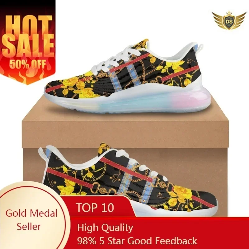 

Fashion Women's AF Cushion Shoes Lady Chain Sneakers New Gloden Flral Pattern Party Travel Wholesale