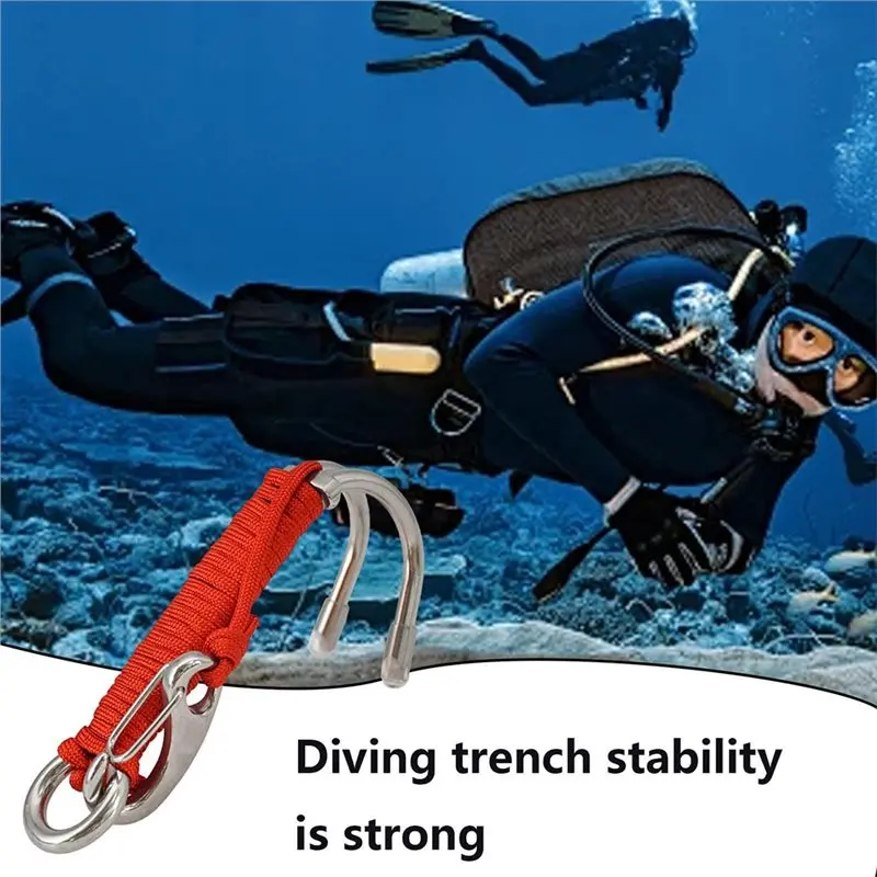 FYBL-Cave Dive Hooks Sturdy Safety Rope Underwater Activities Diving Reef Hooks Red