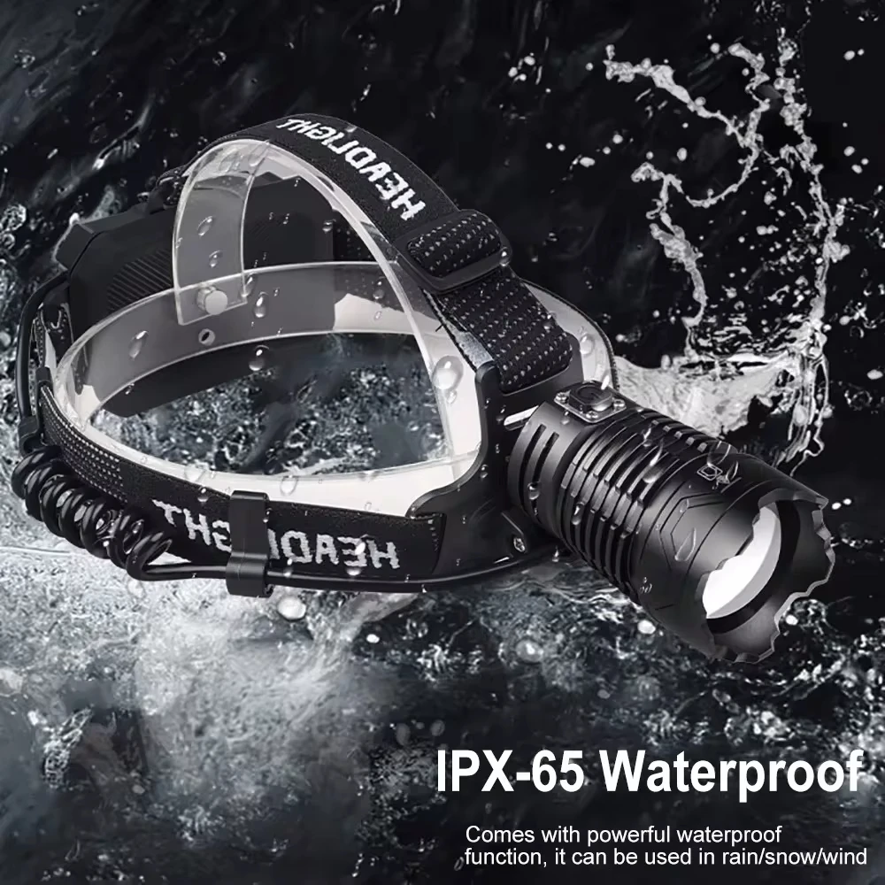 XHP360/P70 High Power LED Headlamp Strong Light Headlight Type-C/Micro USB Rechargeable Waterproof Flashlight Fishing Camping