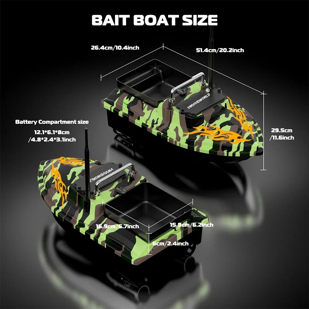 VWVIVIDWORLD,2024 New,RC Fishing Bait Boat,2KG Loaded,Fixed Speed Cruise,Waterproof,High Speed,4 Night Light